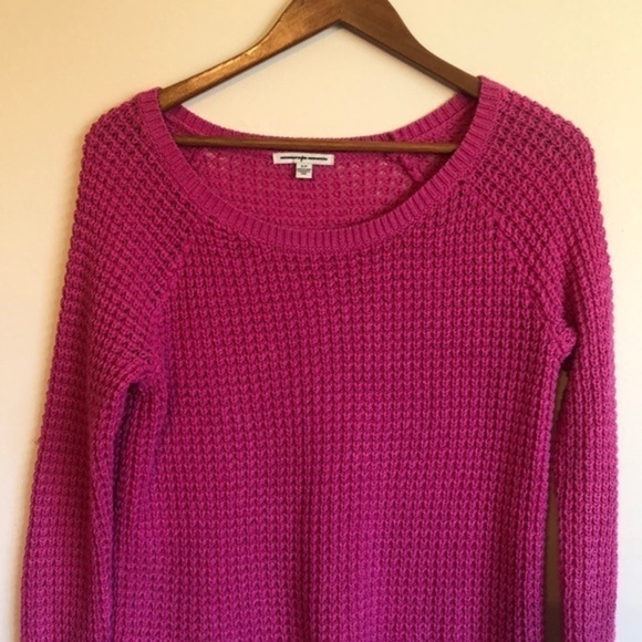AMERICAN Eagle Outfitters pink waffle sweater S - Picture 3 of 6